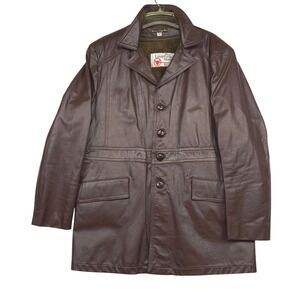 The Leather Shop Sears Mens Brown Faux Leather Lined Coat Jacket Size 42 Reg M-L